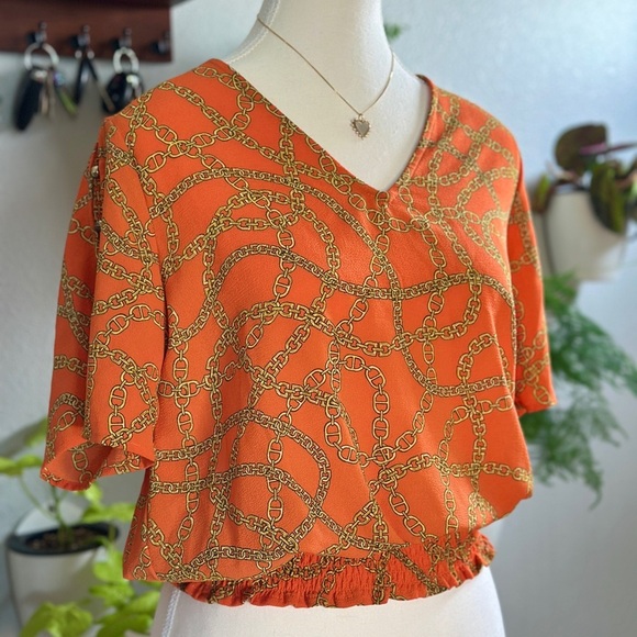 VINTAGE 2004- Michael Kors Orange Smocked Blouse - Picture 3 of 6